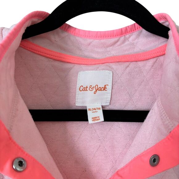 Cat & Jack Pullover Youth XL 14 16 Quilted Snap Neck Kangaroo Pocket Sweater - Picture 2 of 7